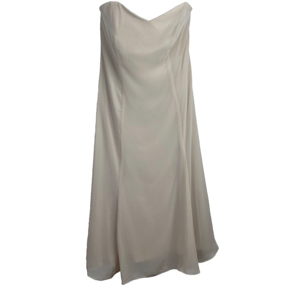 NWT Dessy Collection Strapless Dress 14 Tea Length Nude Palomino Prom Wedding - Picture 1 of 9